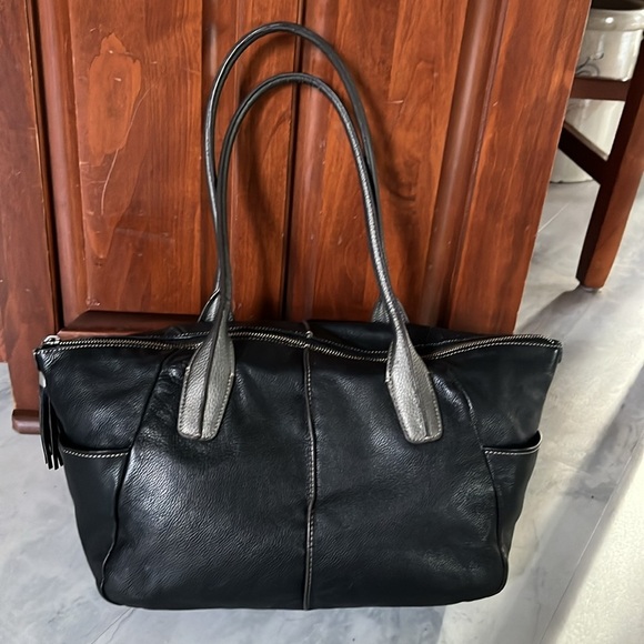 Bordelaise by HOBO shoulder bag Platinum handles/black genuine leather Hobo bag - Picture 7 of 15